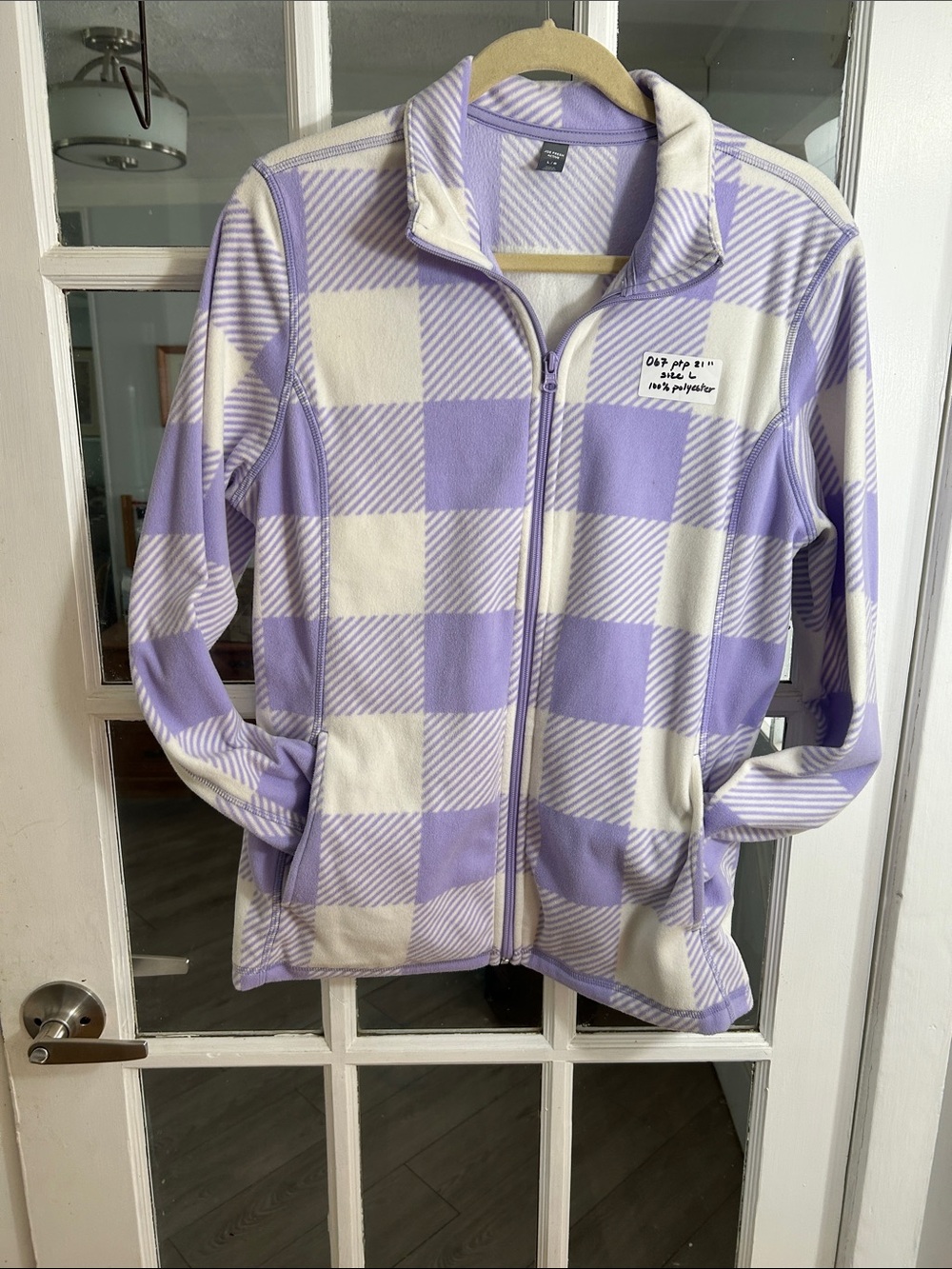 O67.   Classic Lavender & Cream Check Zip-Up Jacket